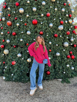 Merry & Bright Red Chenille Sweater