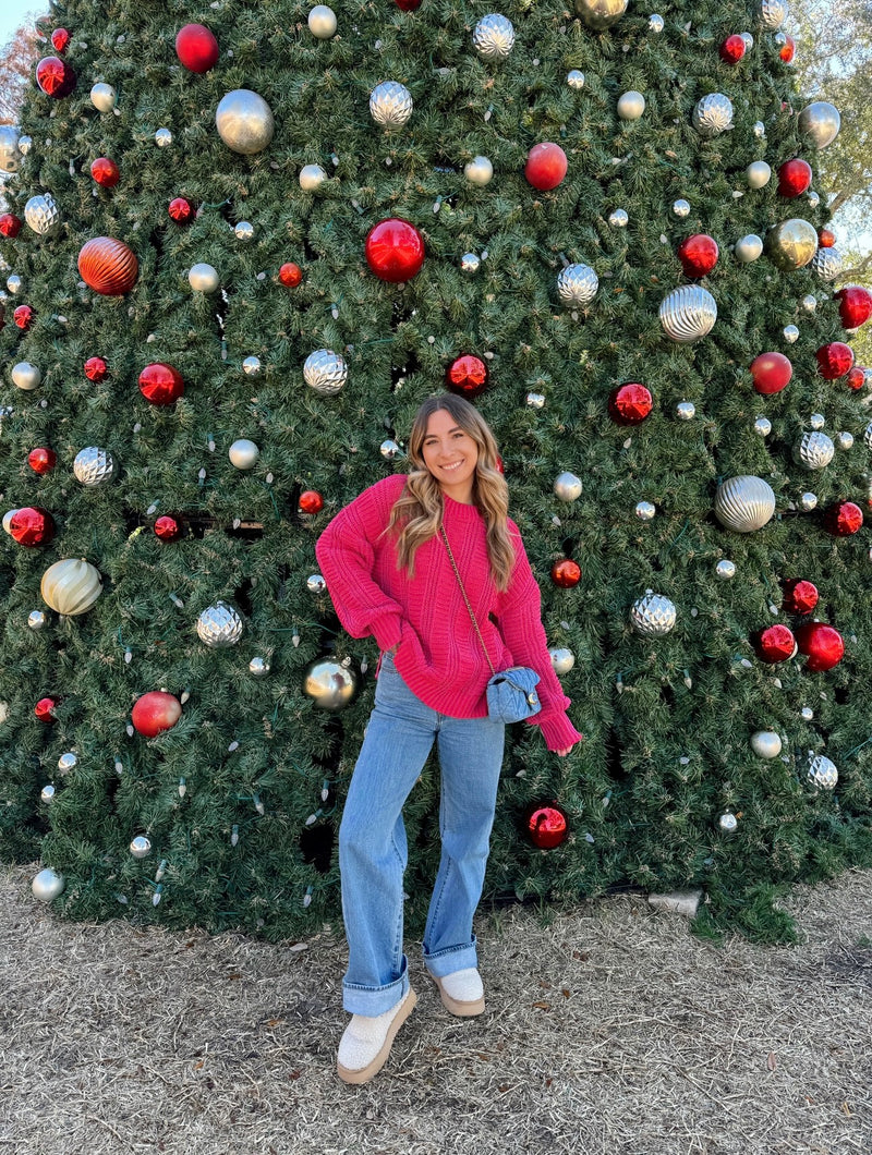 Merry & Bright Red Chenille Sweater