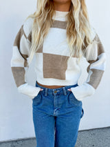 Check Me Out Taupe Crop Sweater