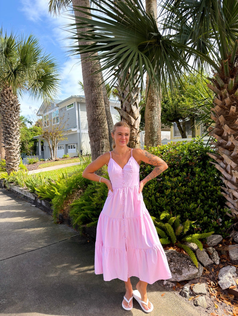 pink spring maxi dress Blush Breeze Striped feminine fit Perfect for ties Numerical Size:12WR QUIZ Cobalt Blue One