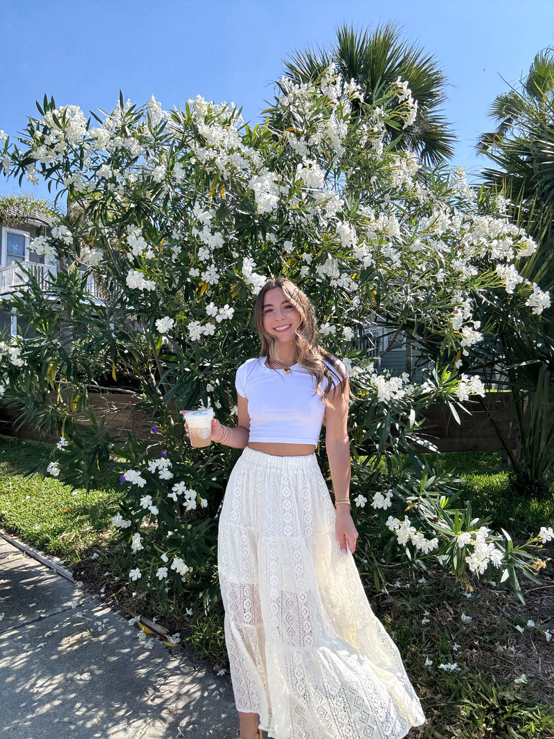 Wanderlust Ivory Lace Maxi Skirt