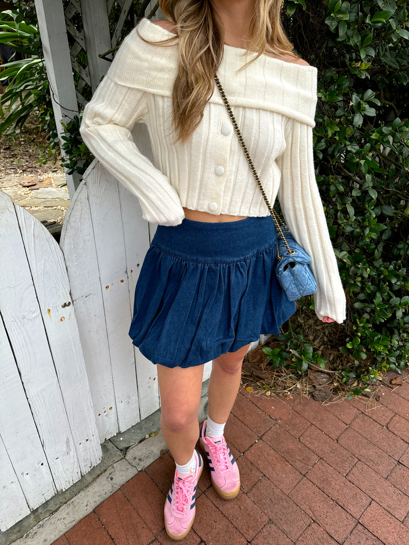 Trendsetter Bubble Denim Skirt