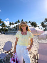 Lemon Drop Eyelet Babydoll Top