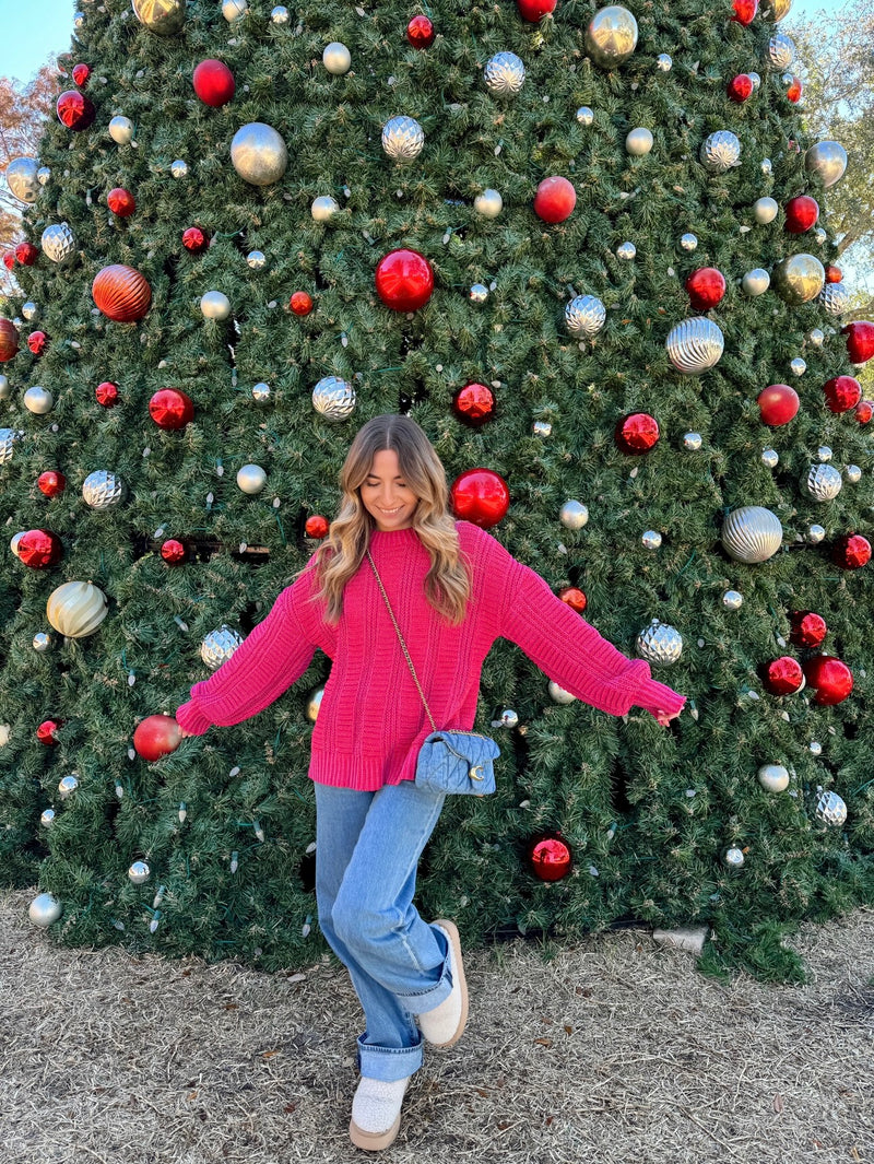 Merry & Bright Red Chenille Sweater