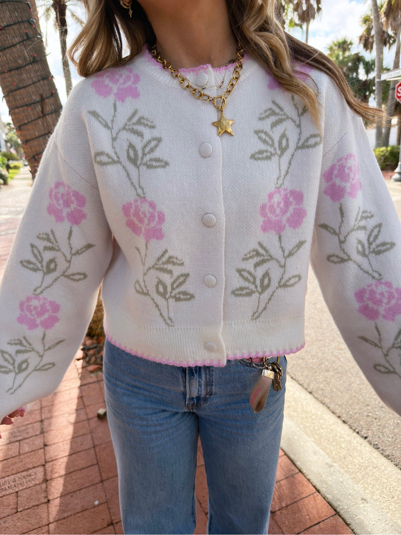 Winter Rose Sweater Cardigan