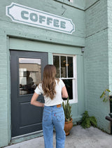 She’s Spicy Embroidered Baby Tee - Grey