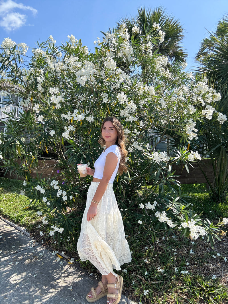 Wanderlust Ivory Lace Maxi Skirt