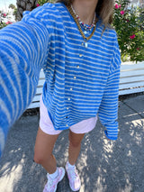 Sunhoney Girl Striped Cardigan - Blue/Cream