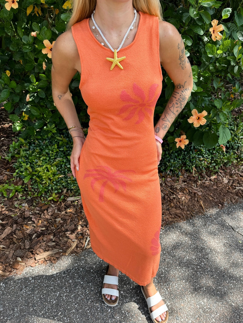 Orange Crush Knit Midi Dress