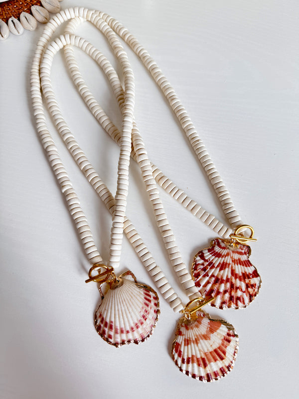 Island Time Shell Beaded Necklace - Ivory
