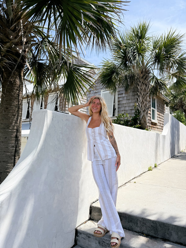 Coastal Core Striped Linen Set