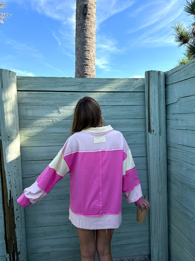 Free Spirit French Terry Sweater - Pink