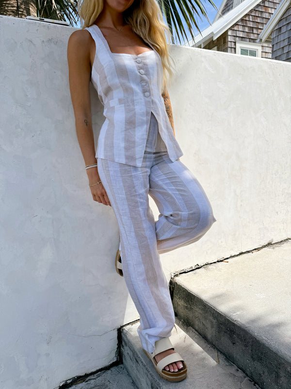 Coastal Core Striped Linen Set