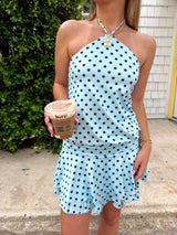 It Girl Blue Polka Dot Mini Dress