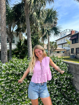 Summer Honey Linen Pleated Tie Top