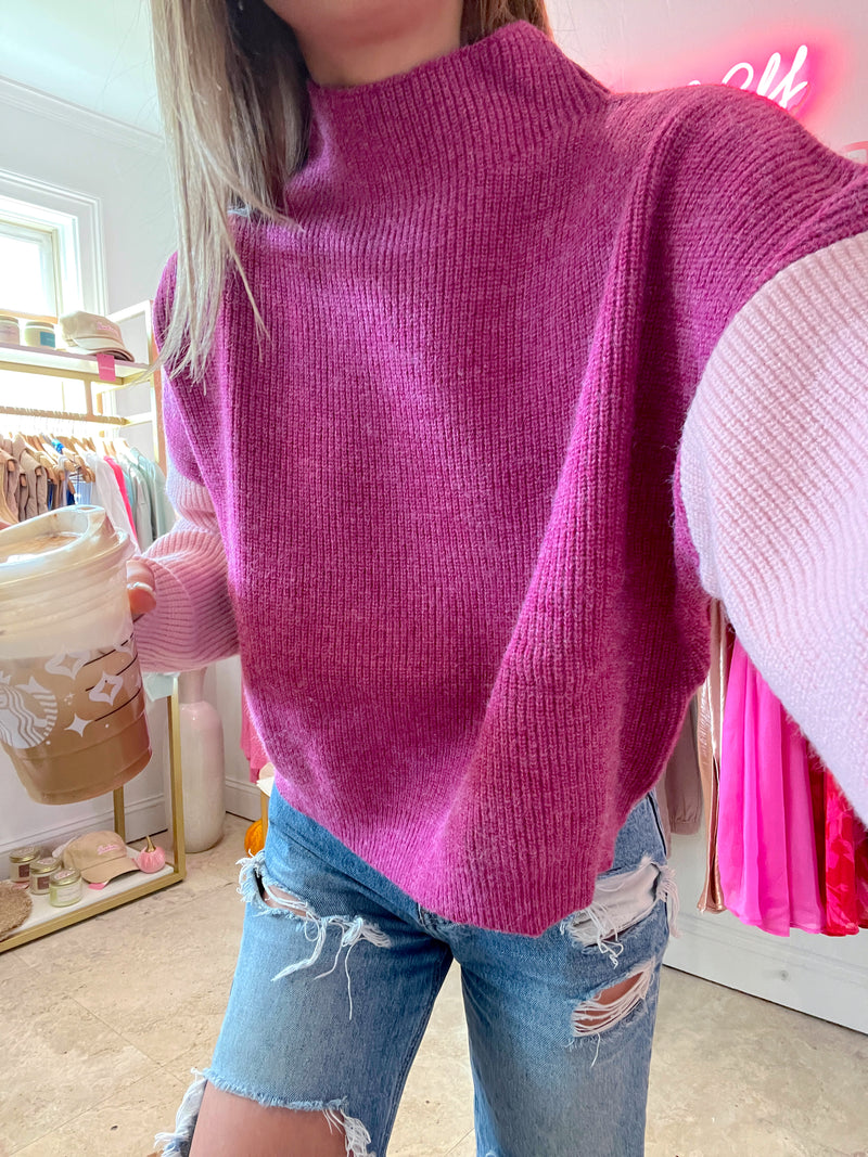 Berry Cute Colorblock Sweater