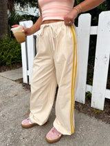 The Icon Cotton Track Pant - Cream/Yellow