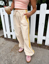 The Icon Cotton Track Pant - Cream/Yellow