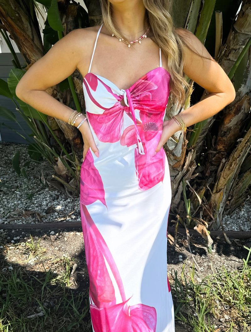 Island Bloom Mesh Maxi Dress
