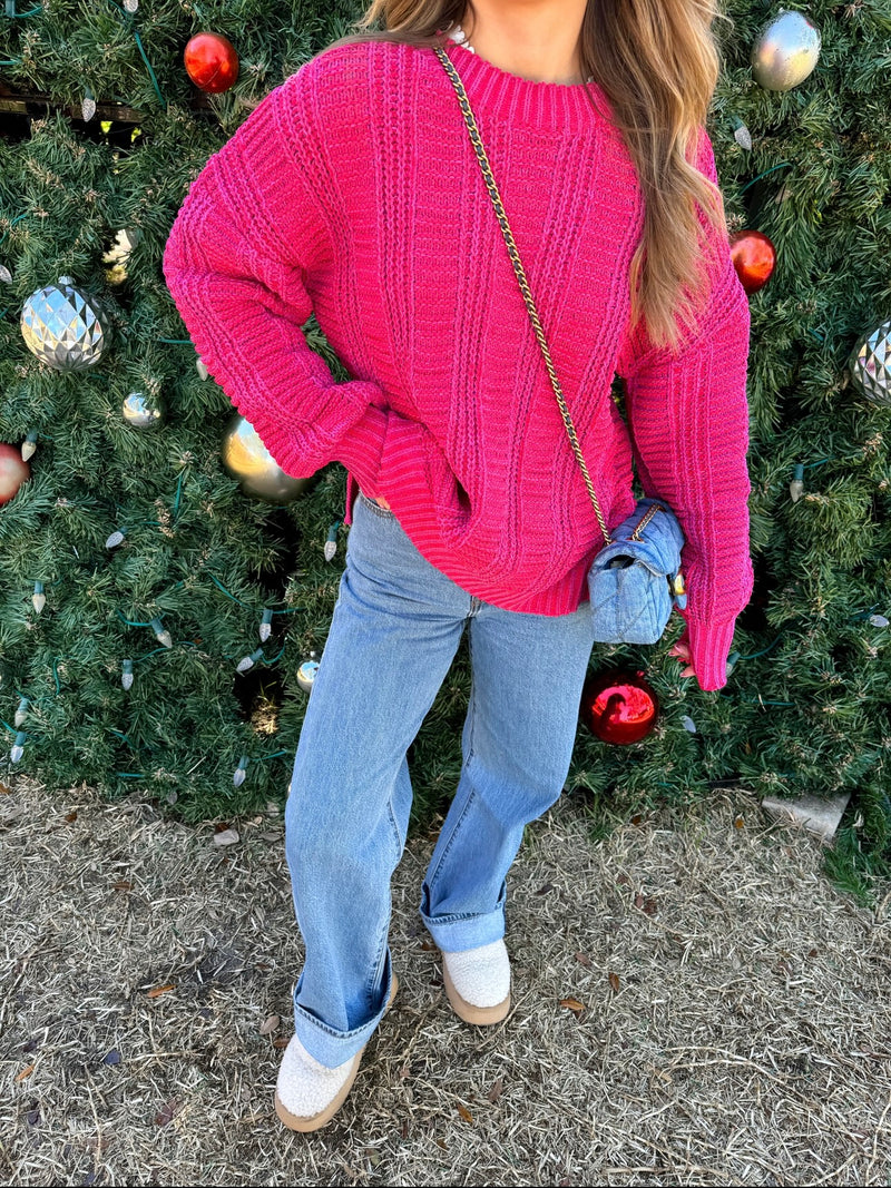 Merry & Bright Red Chenille Sweater