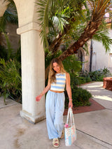 Cape Cod Blue Striped Knit Tank