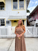 Day Out Brown Polka Dot Midi Dress