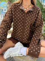 Spotted Polka Dot Cardigan - Brown