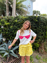 Petal Pop Eyelet Ruffle Skort - Yellow