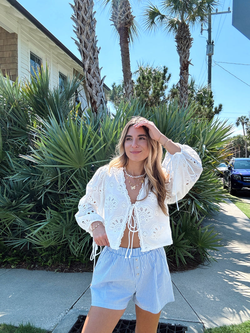 Go With The Flow Eyelet Tie Top