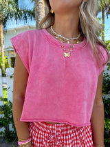 Just A Girl Pink Mineral Washed Crop Top