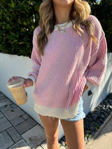 It Girl Pink Striped Sweater