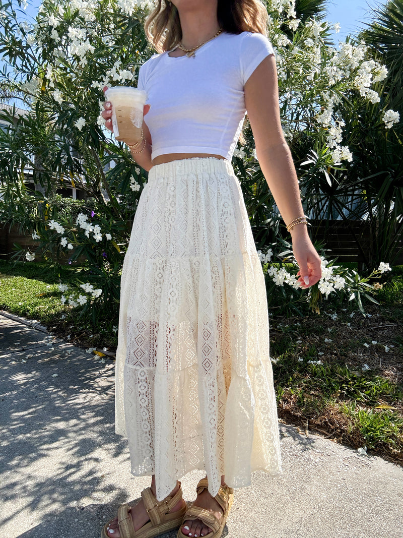 Wanderlust Ivory Lace Maxi Skirt