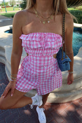 Check Me Out Pink Gingham Romper