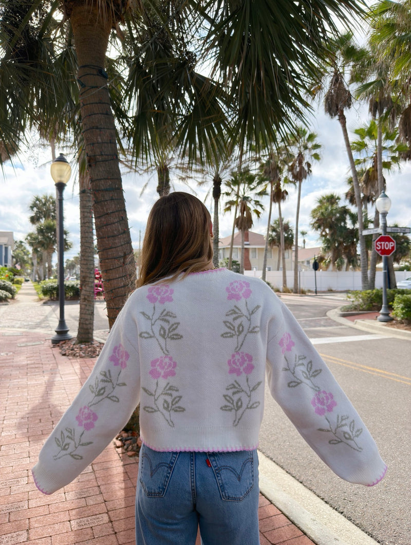 Winter Rose Sweater Cardigan
