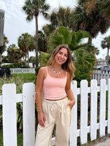 Off Duty Knit Striped *reversible* Top - Light Pink