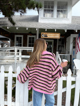 Strawberry Mocha Striped Cardigan
