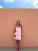 Pink Paradise 3D Floral Mini Dress