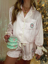 Candy Stripe Pink Satin PJ Set