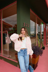 Checked Out Pink Fleece Jacket