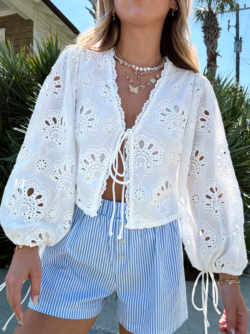 Go With The Flow Eyelet Tie Top