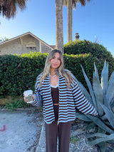 Brown Sugar Striped Zip Up Knit Jacket