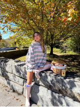 Sunhoney Striped Mockneck - Pink/Grey