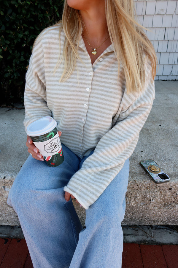 Sunhoney Girl Cardigan - Cream Stripe