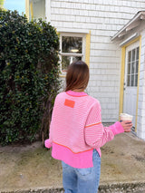 Changing Seasons Striped Chenille Sweater - Pink