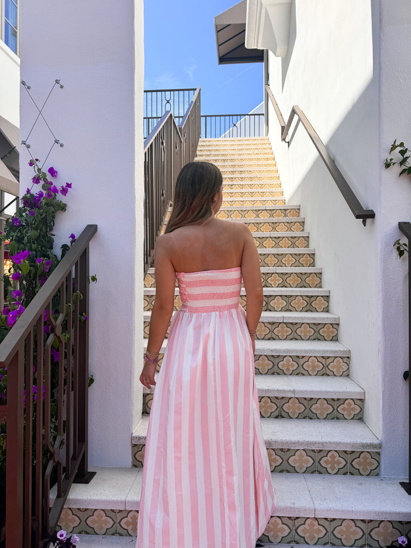 No Strings Pink Striped Maxi