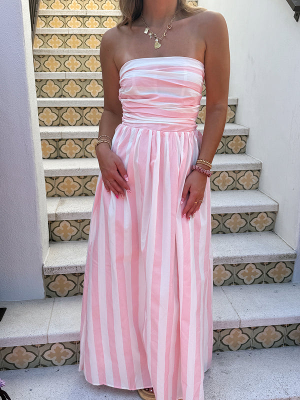 No Strings Pink Striped Maxi