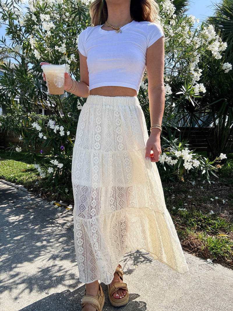 Wanderlust Ivory Lace Maxi Skirt