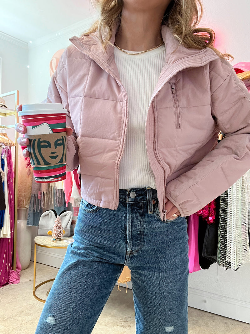 Cooler Weather Quilted Jacket - Mauve