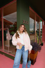 Checked Out Pink Fleece Jacket