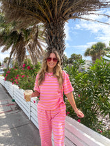 Pink Coastline Stripe Set - Pink/Orange